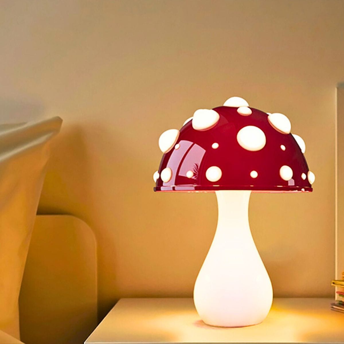 Blanc Lampe de chevet Champignon Amanite