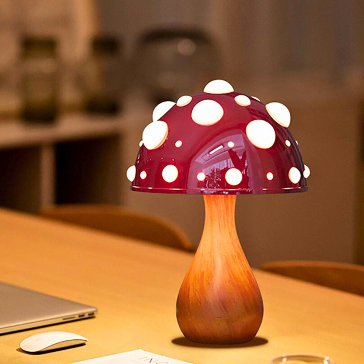 Bois Lampe de chevet Champignon Amanite