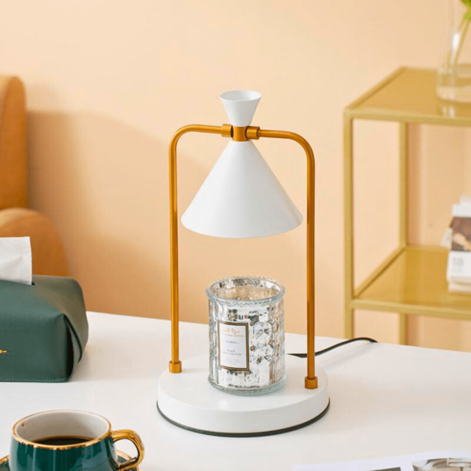 Blanc Lampe de chevet Chauffe Bougie Minimaliste