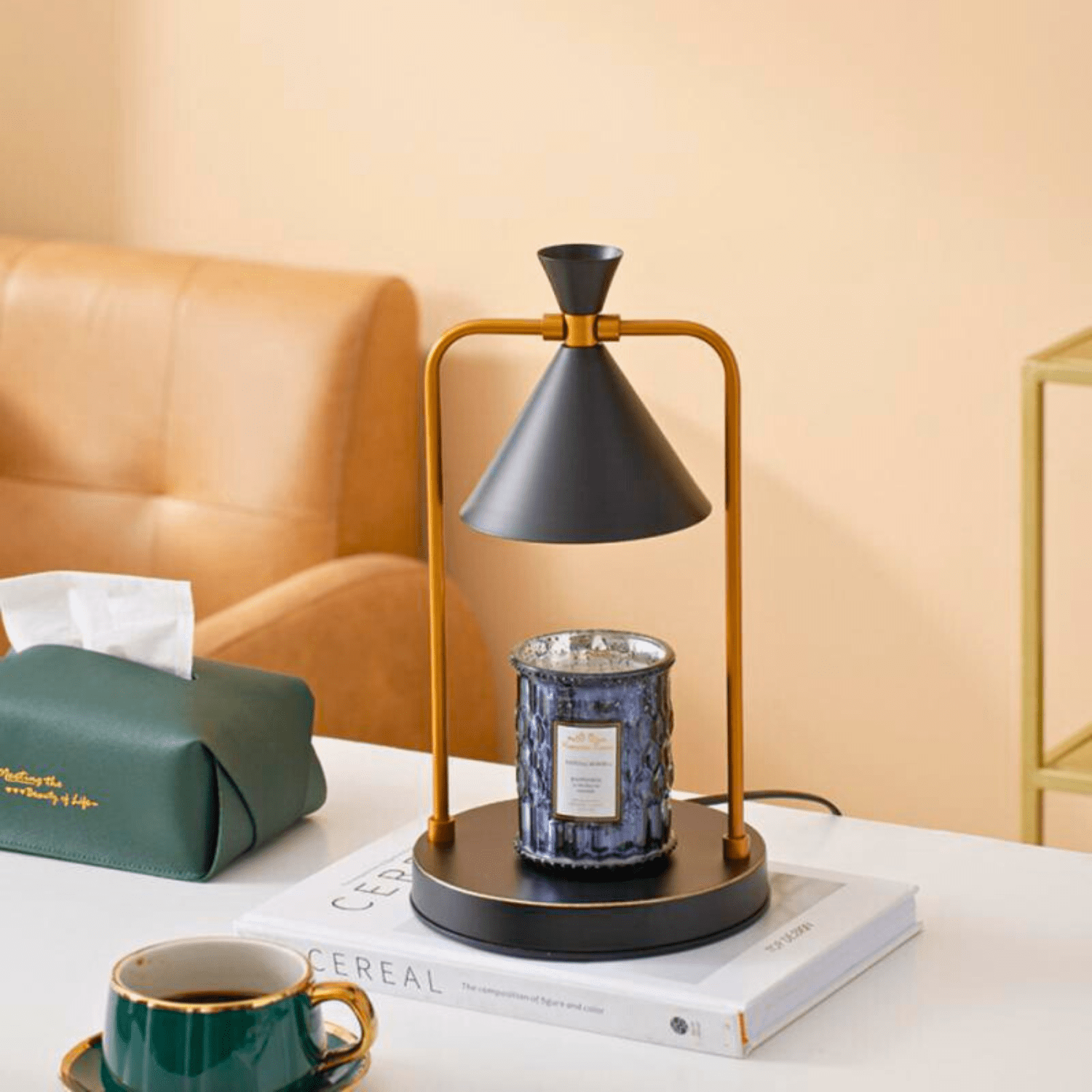 Noir Lampe de chevet Chauffe Bougie Minimaliste