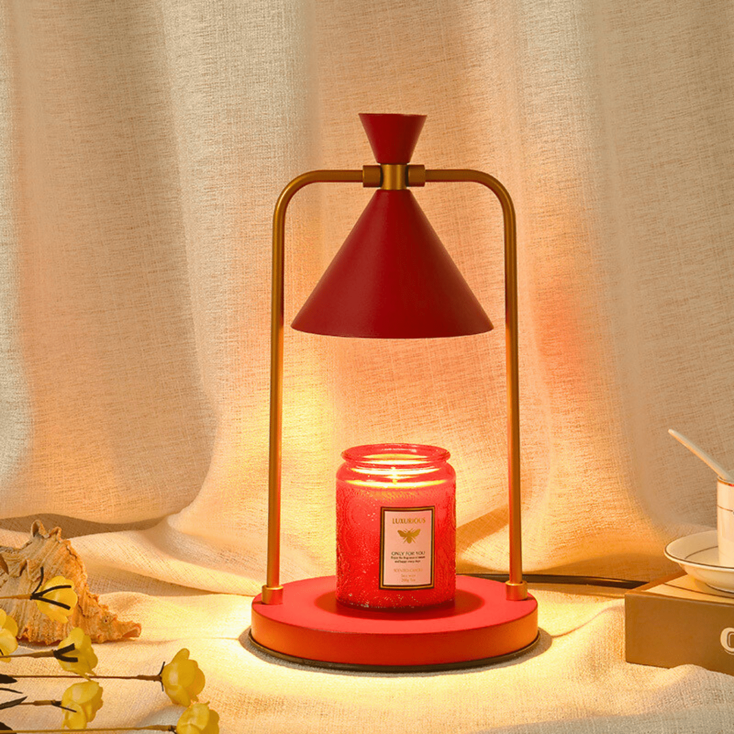 Rouge Lampe de chevet Chauffe Bougie Minimaliste