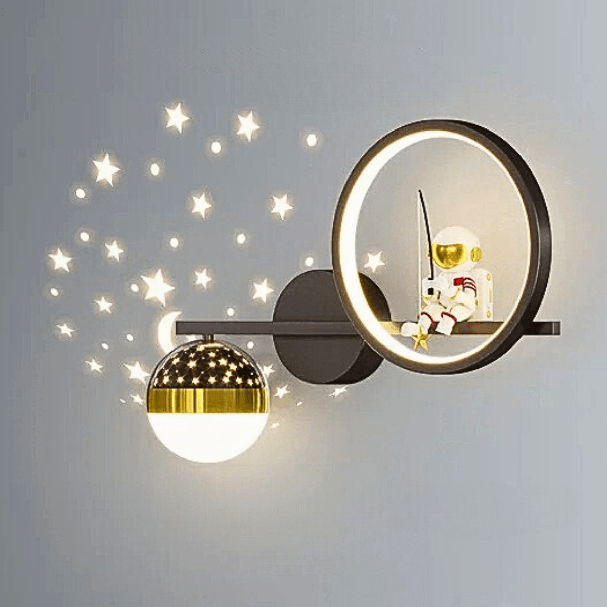 Etoile Noir Gauche Lampe de Chevet Déco Ludique L'astronaute