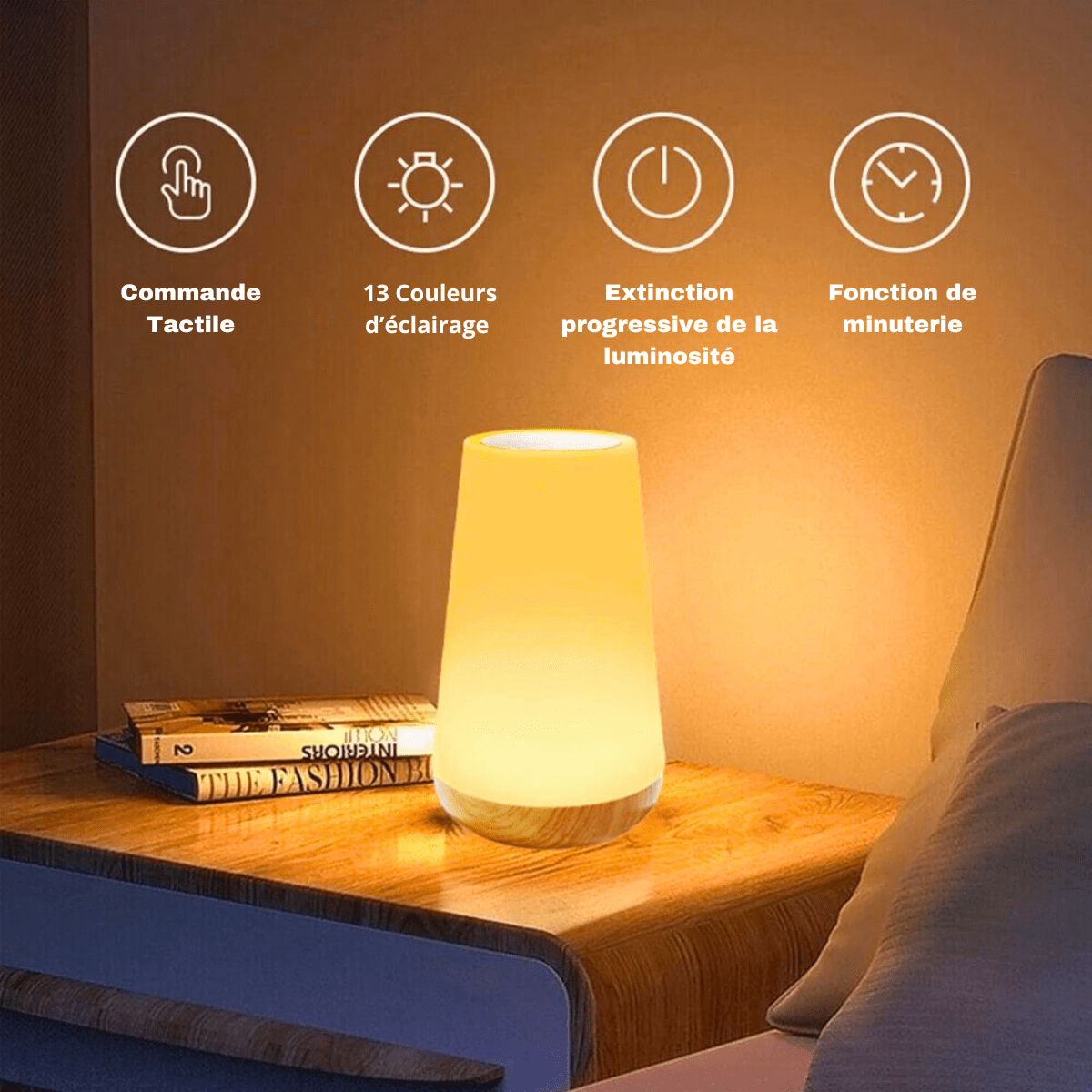 Lampe de Chevet Sans Fil Tactile