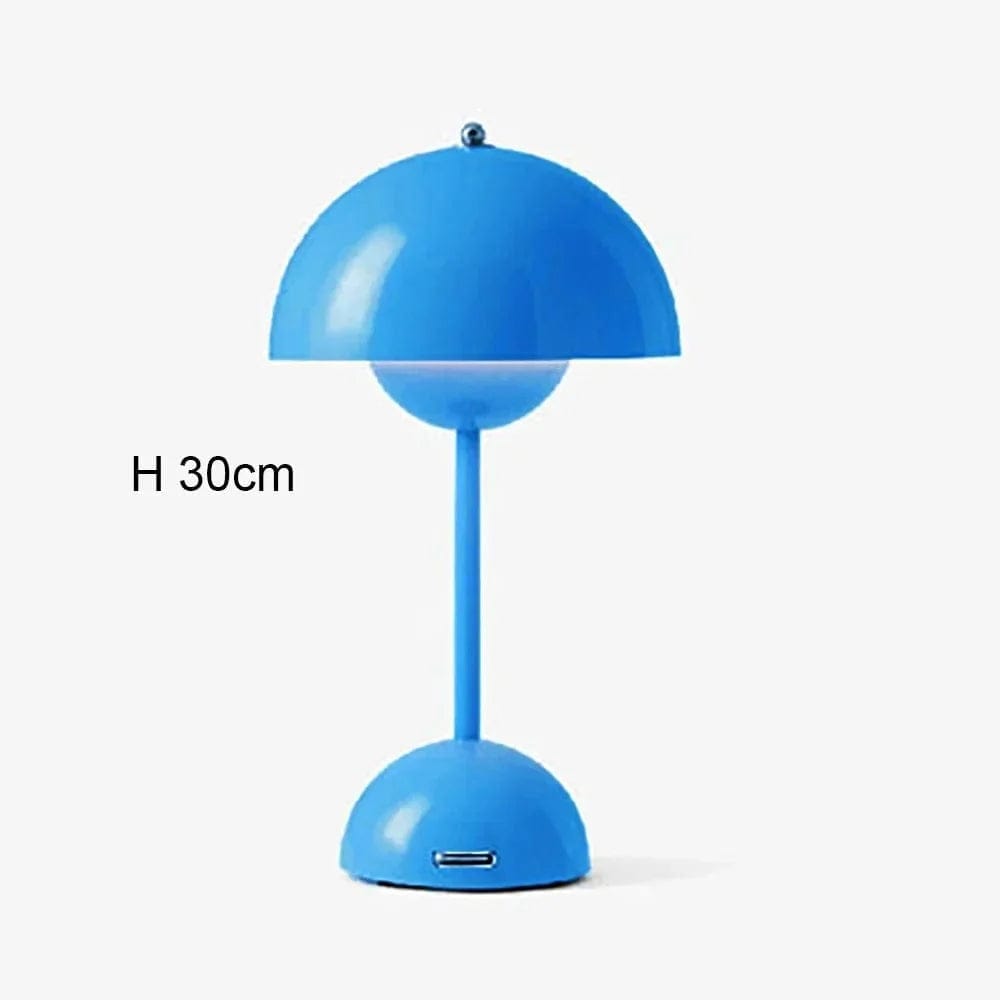 Bleu Lampe de Chevet Vintage Champignon