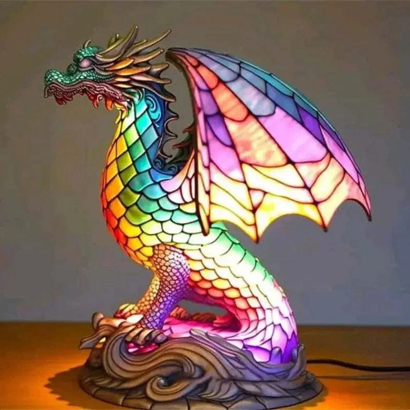 Dragon Lampe de Chevet Vitrail Animaux