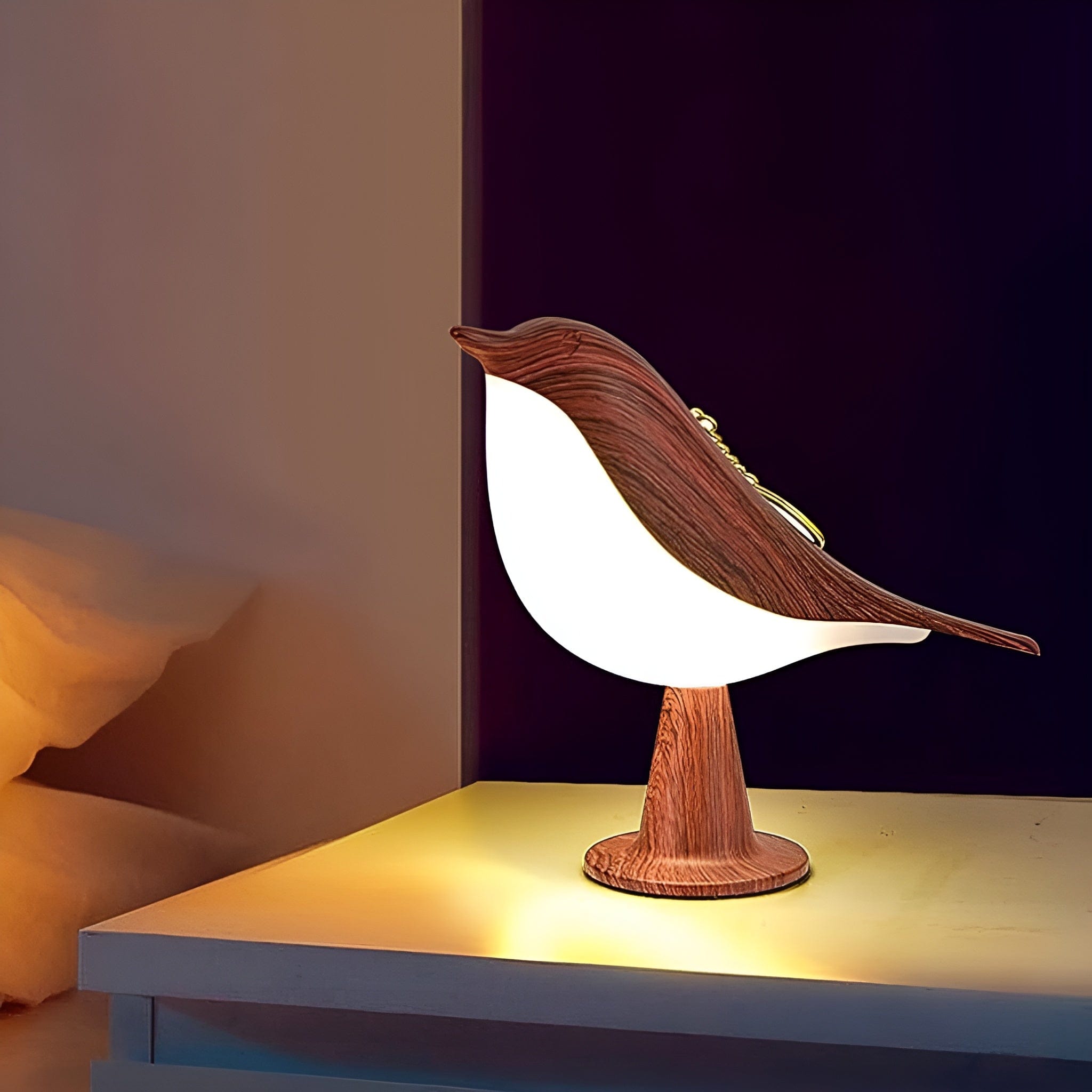 Marron Petite Lampe de Chevet Hirondelle